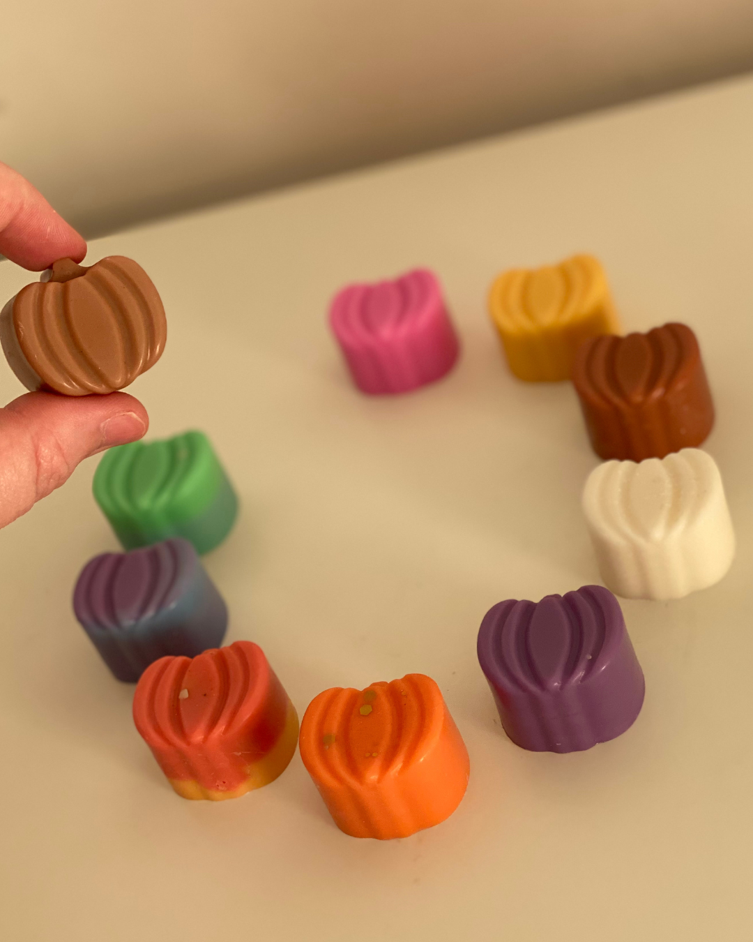 Pompoen vormige waxmelts met warme herfstgeur van sojawax