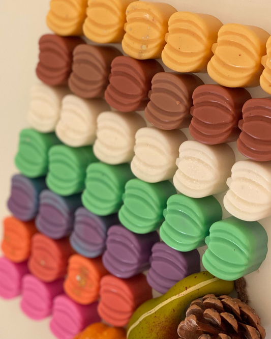 Pompoen vormige waxmelts met warme herfstgeur van sojawax